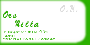 ors milla business card